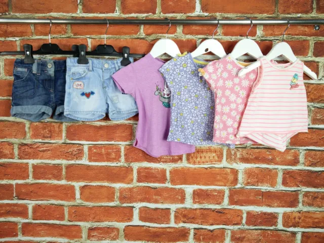 BABY GIRL BUNDLE AGE 6-9 MONTHS NEXT ZARA etc DENIM JEAN SHORTS TOP T-SHIRT 74CM