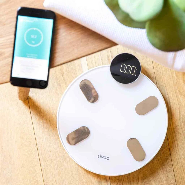 Livoo Intelligente Digitalwaage mit Bluetooth Weiß vidaXL