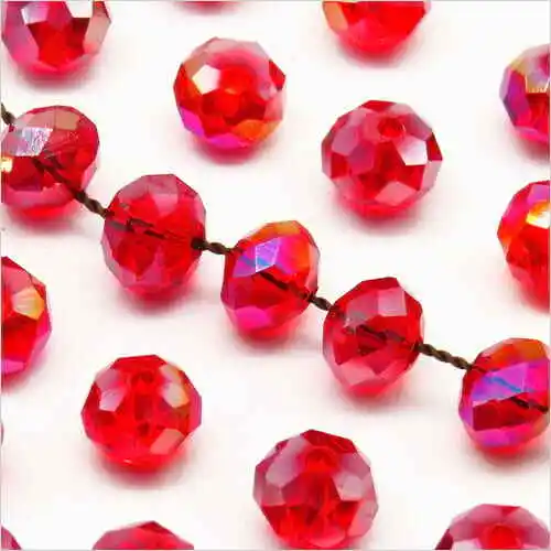Lot de 20 Perles à Facettes Rondelles en cristal 8x6mm Rouge