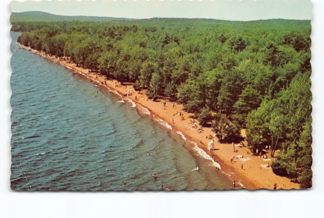 Aerial View Sebago Lake State Park Beach Maine ME Chrome Postcard Vtg Unposted