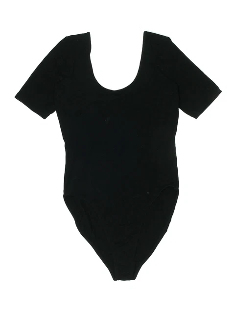 American Apparel Women Black Bodysuit L