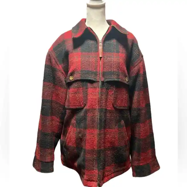 Woolrich Classic Hunting Jacket Red/Black Plaid Size Large