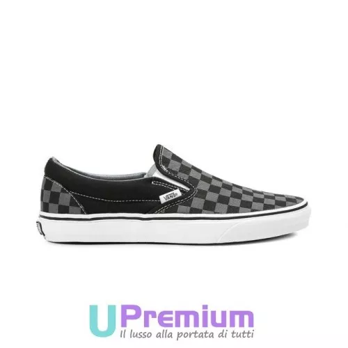 VANS ENFILER sans Lacets A checs Gris Noir Veyebjp Chaussures