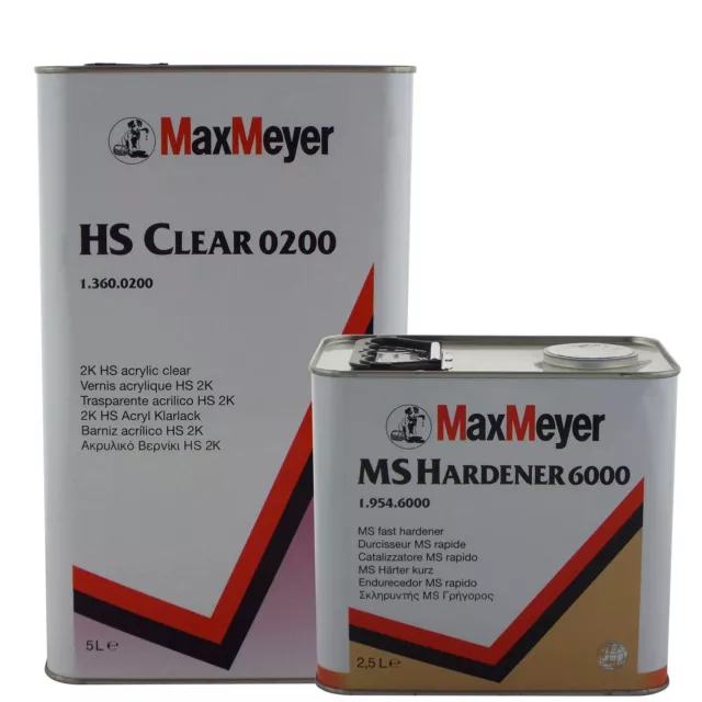 Max Meyer 0200 2K Clear Coat Car Lacquer 7.5ltr Std Kit With 6000 Hardener