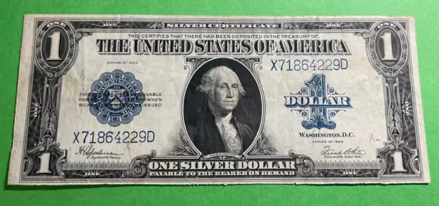 1923 1.00 One Dollar Silver Certificate Large Note White / Speelman Vf++
