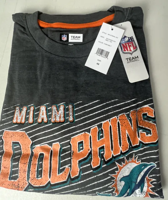 NEW Miami Dolphins TShirt NFL Majestic Distressed Look  4XL Spellout Logo