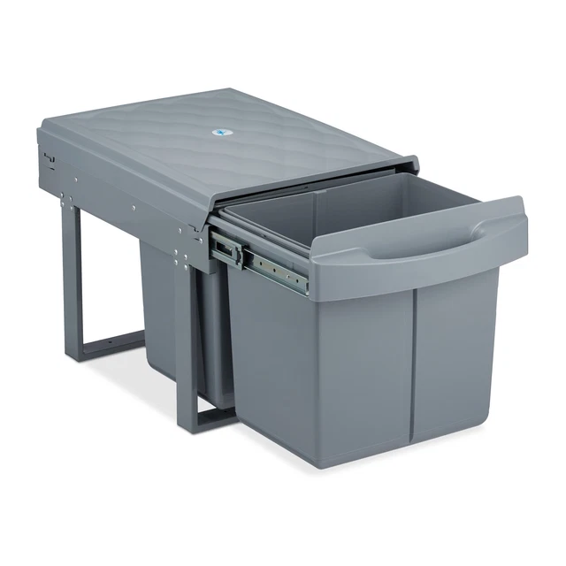 Poubelle Encastrable Quellmalz 2x16L - Noir, Pour Armoire à Partir De 40cm, Séparation Déchets