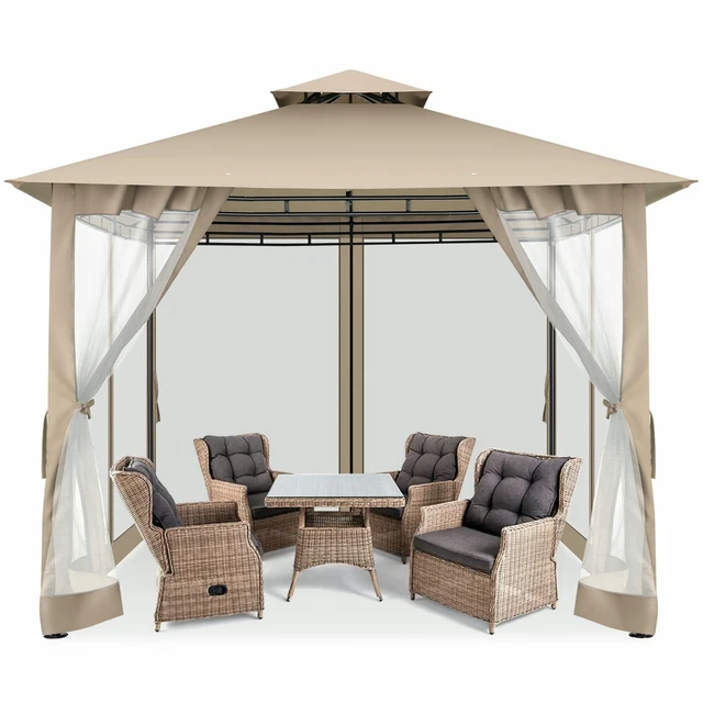 Partyzelt Pavillon Gartenzelt 3x3m Wasserdicht UV-Schutz Falt Terrassenpavillon