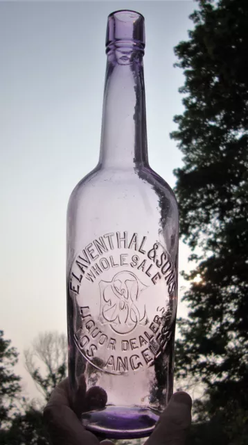Ex Rare E. Laventhal & Sons Sun Colored Western Whiskey Bottle Los Angeles, Ca.