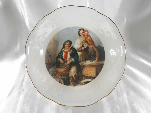 Superbe Saladier Scène D’après Hp Parker En Porcelaine De Limoges