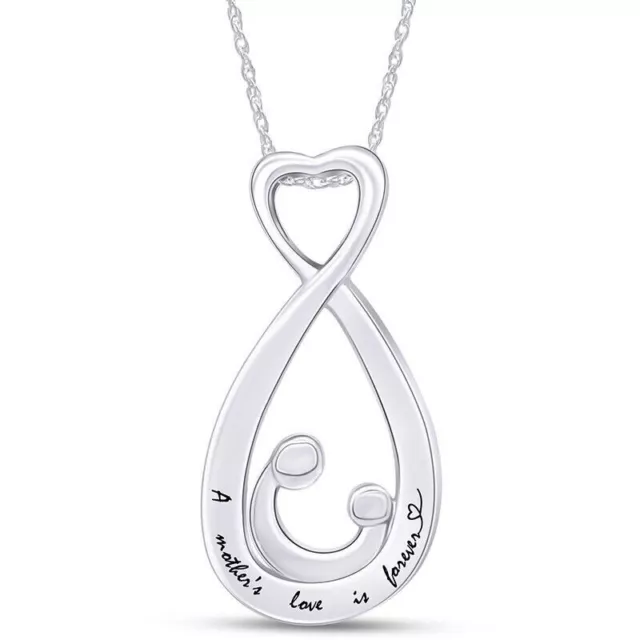 "A Mothers Love is Forever" Teardrop Pendant Necklace With 18" Chain 925 Silver