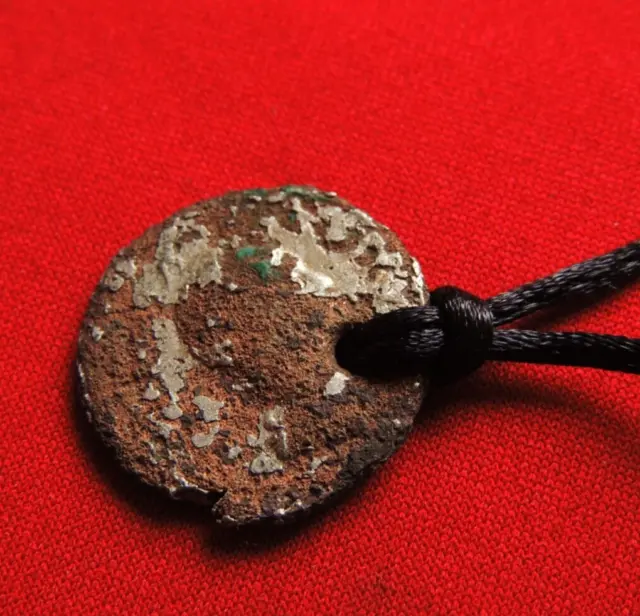 Ancient bronze Roman coin pendant 2-4 century