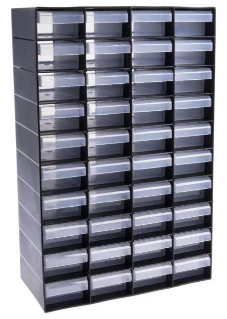 1 pcs - RS PRO 40 Drawer Unit, Plastic, 420mm x 270mm x 130mm, Black