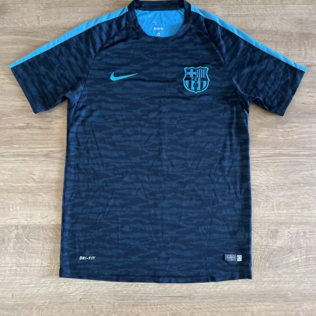 Nike FC Barcelona Football Training Shirt, Medium.  Blue Camoflage.  Dri-Fit