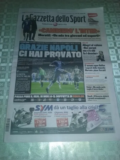 Gazzetta dello Sport 15/3/2012 CHELSEA-NAPOLI 4-1 CHAMPIONS LEAGUE GRAZIENAPOLI