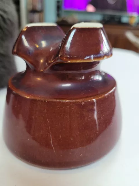 Vintage Pinco High Voltage Insulator Ceramic Porcelain Brown 3
