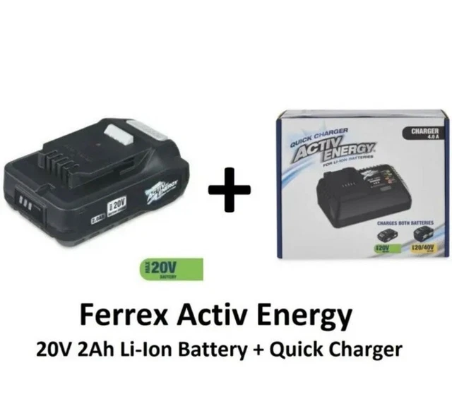 1 X FERREX Activ Energy 20v Battery Plus Fast Charger Both Brand New £ ...