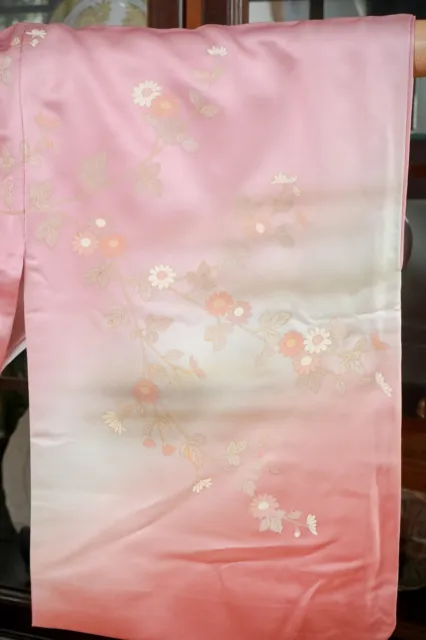 Dear Vanilla Japanese Silk Kimono Women's Robe Gown Authentic Japan Vintage Mint 6