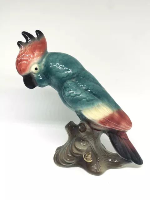 Vintage Royal Copley Figurine Parrot Proudly Perched on Branch Figurine
