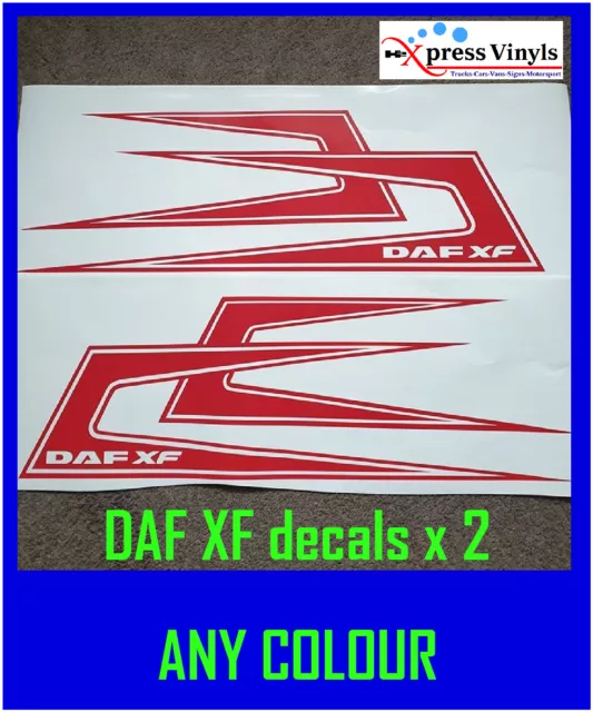 DAF XF truck decals x 2. boomerang DAF truck body stickers ANY COLOUR