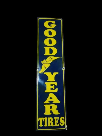 Porcelain Good Year Tires Enamel Metal Sign Size 38" x 10" Inches