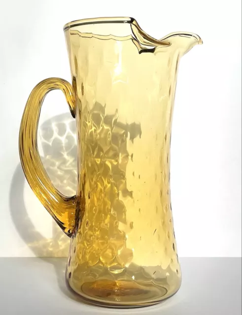 STUNNING Vintage Inverted thumbnail amber yellow elegant glass cocktail pitcher