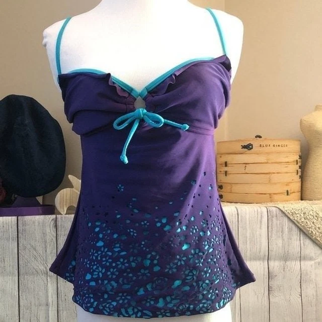 Xhilaration sz L Lace Tie Back Swim Top Purple