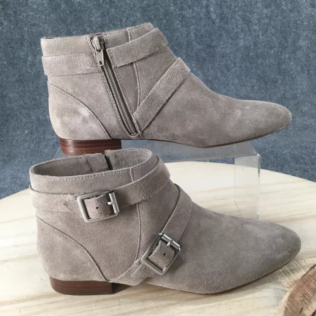 Sole Society Boots Womens 7 M Melessie Casual Side Zip Ankle Bootie Taupe Suede