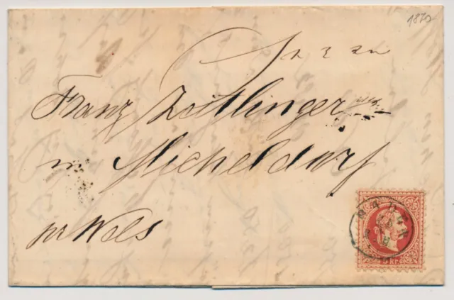 ÖSTERREICH 1870 5Kr Brief (Inhalt) BADEN nach MICHLDORF.