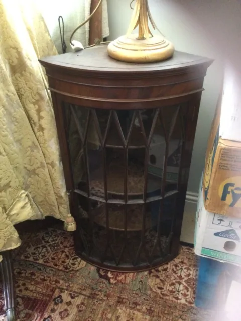 Antique Mahogany Bow Front  Glazed Corner Cabinet