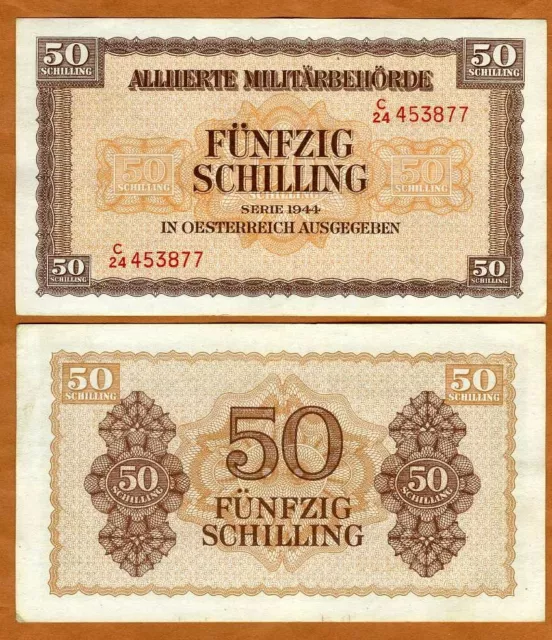 Austria, Allied Occupation, 50 shillings, 1944, P-109, WWII, XF