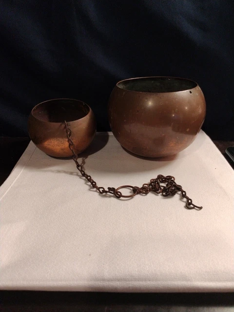 Vintage Copper Hanging Scale Bowls Antique
