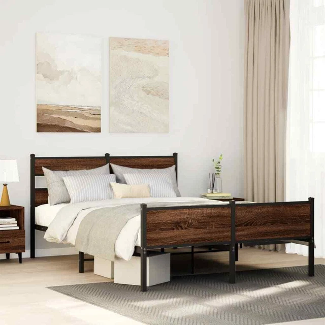 BED FRAME WITHOUT Mattress Brown Oak 150x200 cm King Size Engineered