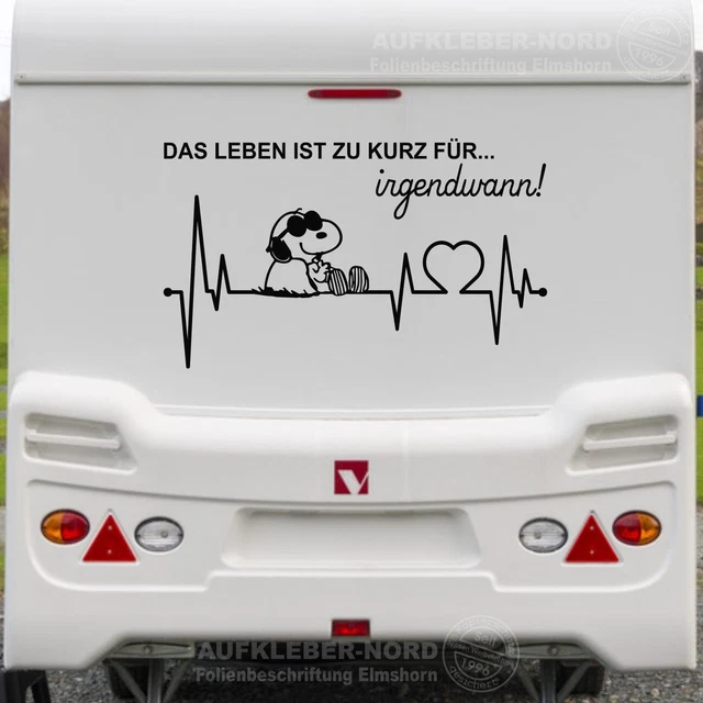 HERZSCHLAG SNOOPY 120CM Leben Spruch B120 Autoaufkleber Wohnmobil