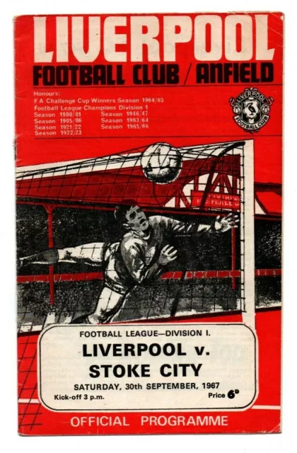 Orig.PRG  England Division 1  1967/68  LIVERPOOL FC - STOKE CITY FC  !!  SELTEN