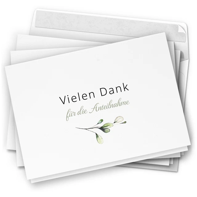 12x Trauer-Dankeskarten Mit Umschlag – Elegante Klappkarten A6 Für Beileidsdanksagungen