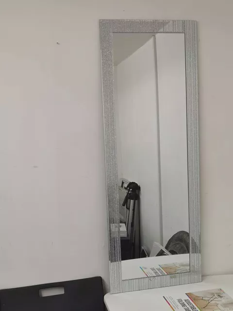 Silberglitzer Spiegel Bling Glitzer Rahmen Wandspiegel Verbandspiegel 40x110cm