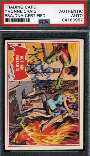 Yvonne Craig Psa Dna Coa Hand Signed 1966 Batman Card #15a Authentic Autograph