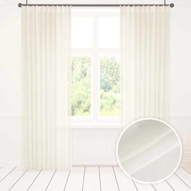 SCHOAL Tenda In Voile Trasparente Con Nastro Arricciato, Motivo Ondulato, Multicolore, 140x225 Cm - 3