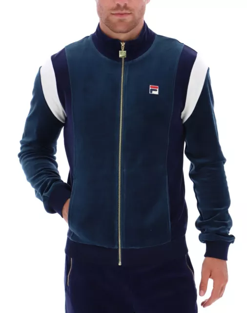 Fila Liston Colour Block Velour Track Top Jacket - Fila Navy/Gardenia/Fila  Red