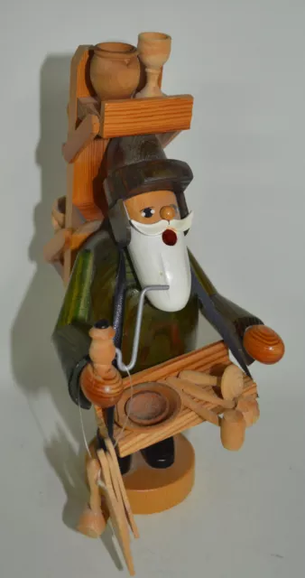 German Smoker Incense Burner Erzgebirgische Volkskunst KWO Wood Salesman 9" Tall