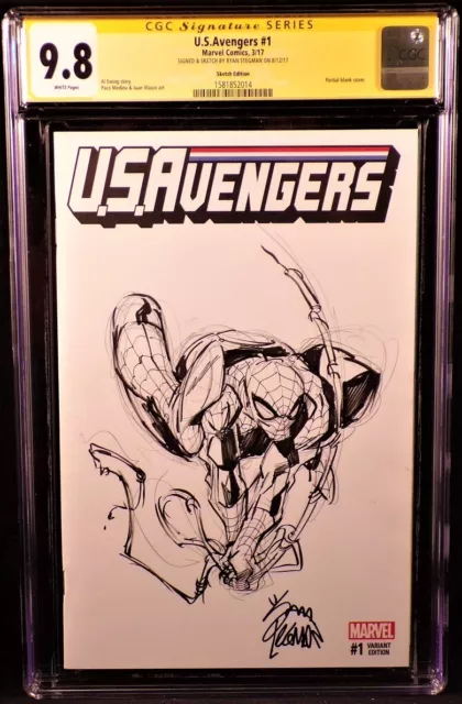 U.s.avengers #1 Cgc Ss 9.8 Ryan Stegman Original Art Sketch Spider-Man Iron Man