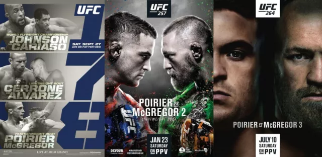 Conor McGregor Vs Dustin Poirier 1 2 3 Fight Poster Set UFC 178 257 264 (11X16)