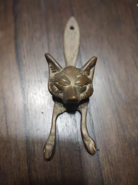 Vintage Antique Solid Brass Fox Head Door Knocker Hardware Home Decoration 10" L