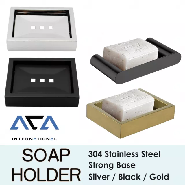 Bath Soap Dish Tray Stainless Steel Wall Holder Self Draining Black Chrome Gold