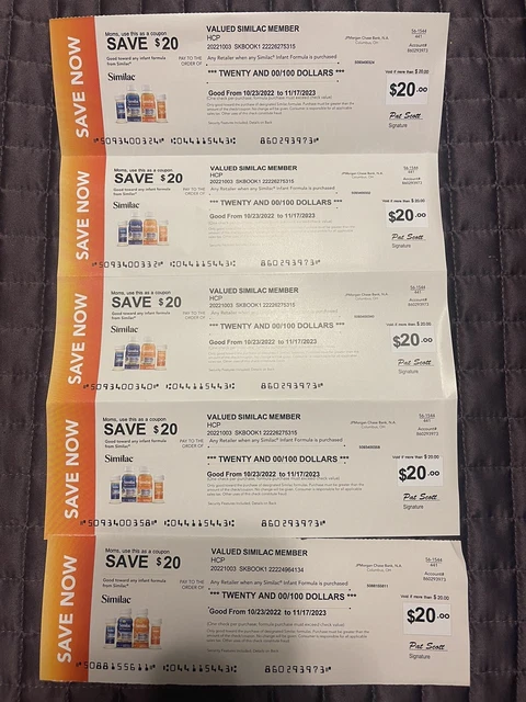 $100 in similac savings checks