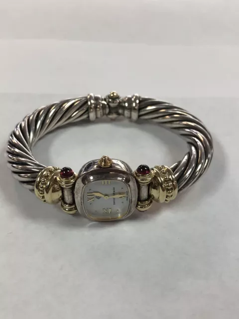 David Yurman Cable Watch sterling silver, and 14k yellow gold with a pearl face