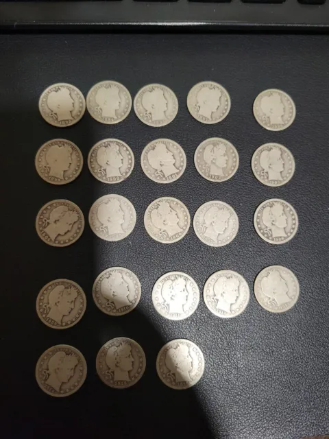 Lot of 23 Barber Quarters from 1892 to 1916 - No duplicates