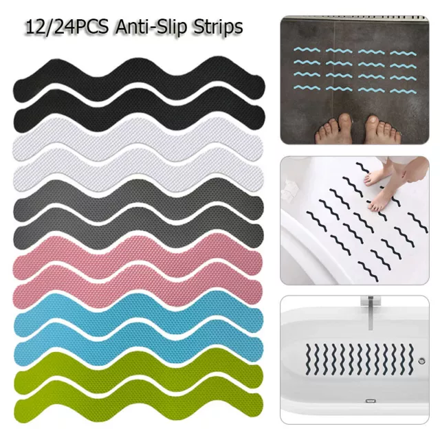 24/12x ANTI SLIP BATH TAPE GRIP NON SLIP SHOWER STRIPS PAD STICKERS FLOOR SAFE' 3