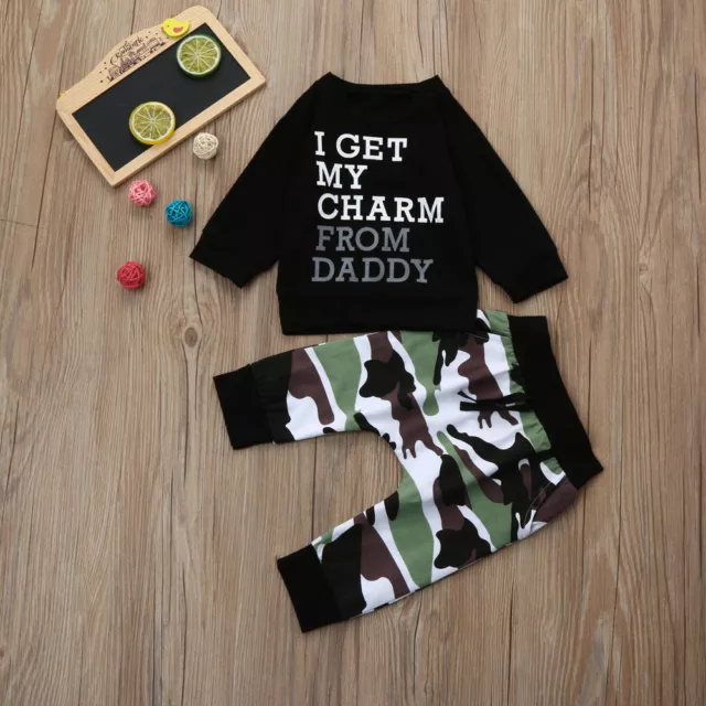 Toddler Kids Baby Boys T-Shirt Top+Long Camouflage Pants Outfits Clothes Set ❤️* 2